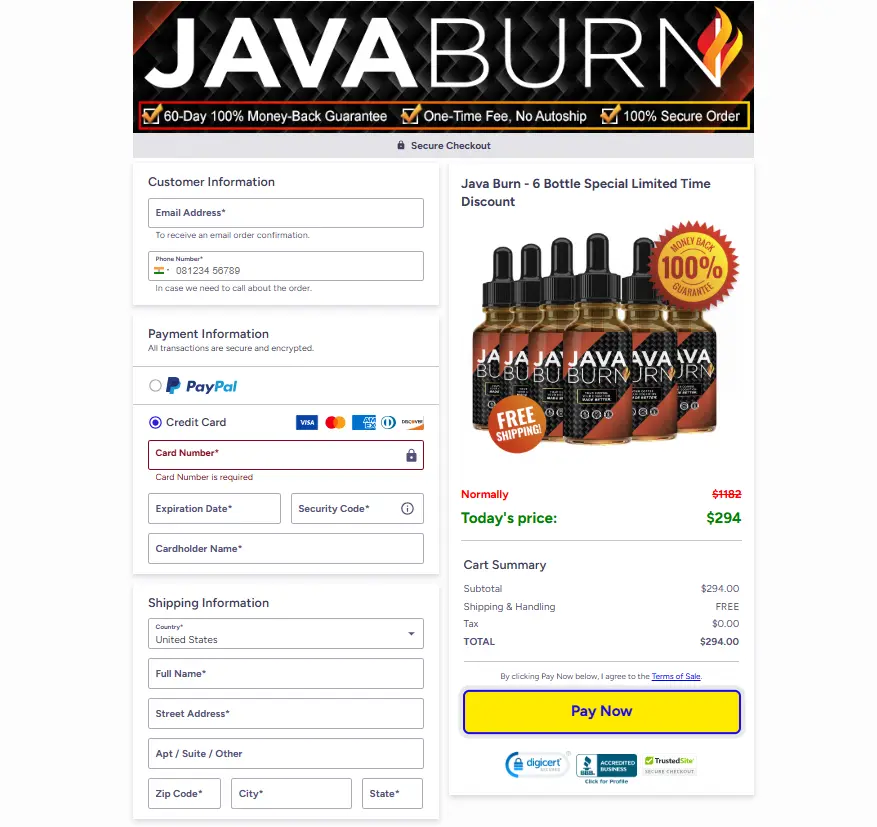 Java Burn-order-page